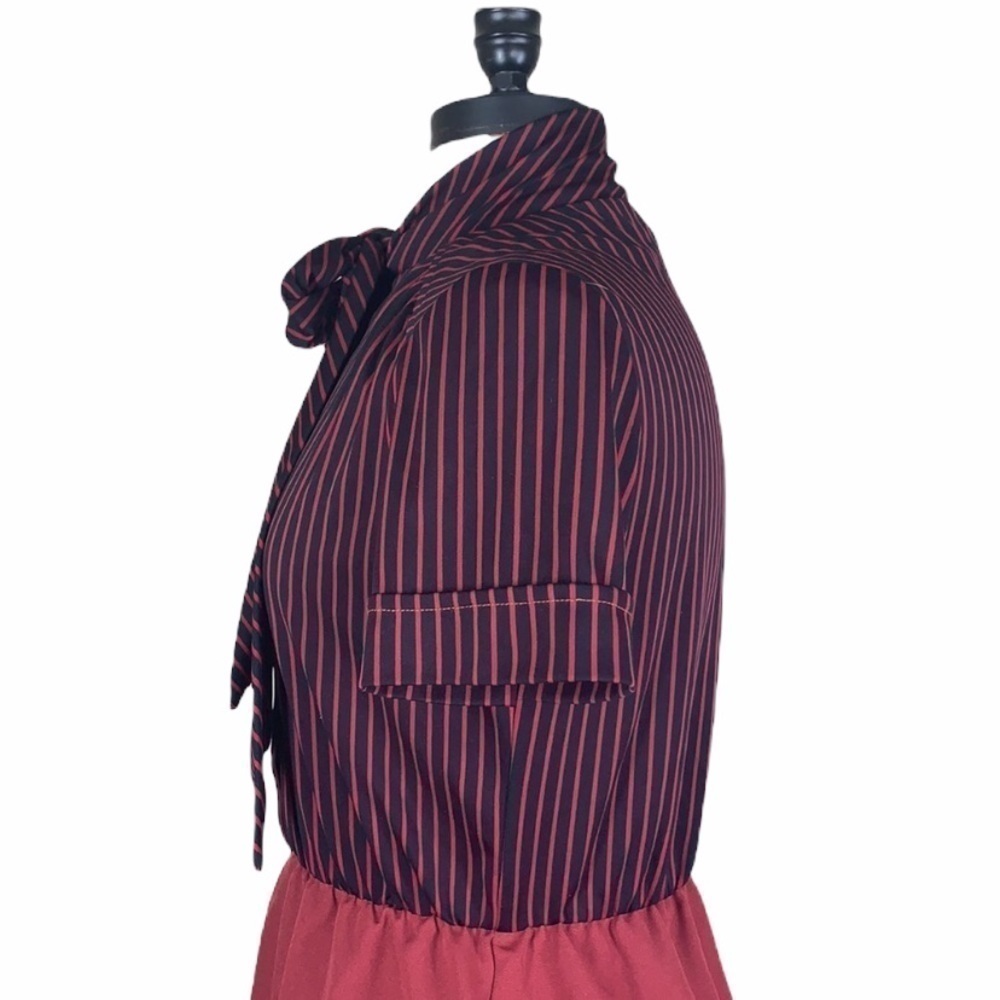 Vintage  pinstripe neck scarf dress - Picture 9 of 12